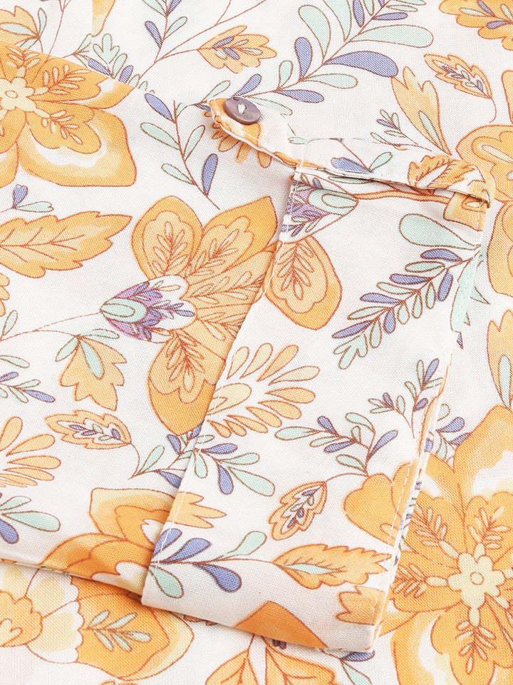 Divena Multi Color Floral Digital Printed Straight Fold Sleeve Kurta