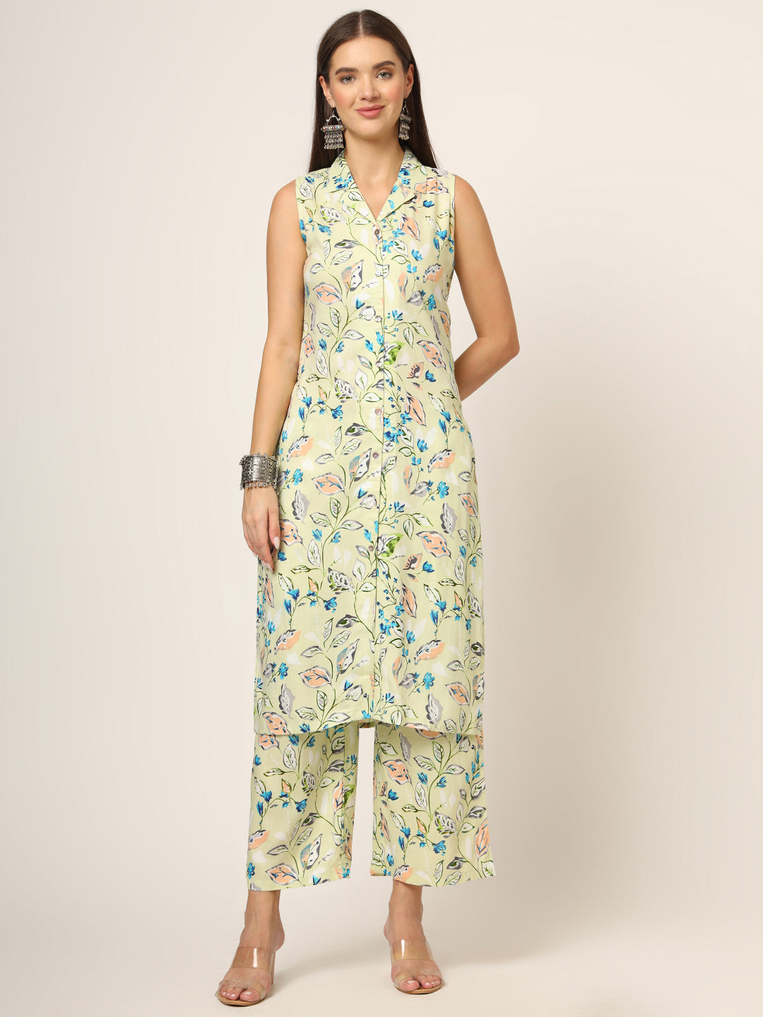 Divena Cream Printed Rayon Fabric Straight Kurta