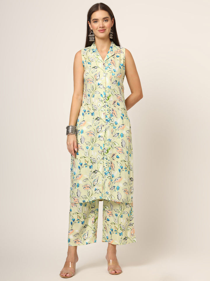 Divena Cream Printed Rayon Fabric Straight Kurta