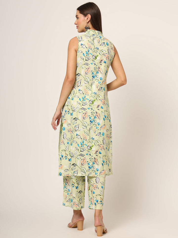 Divena Cream Printed Rayon Fabric Straight Kurta