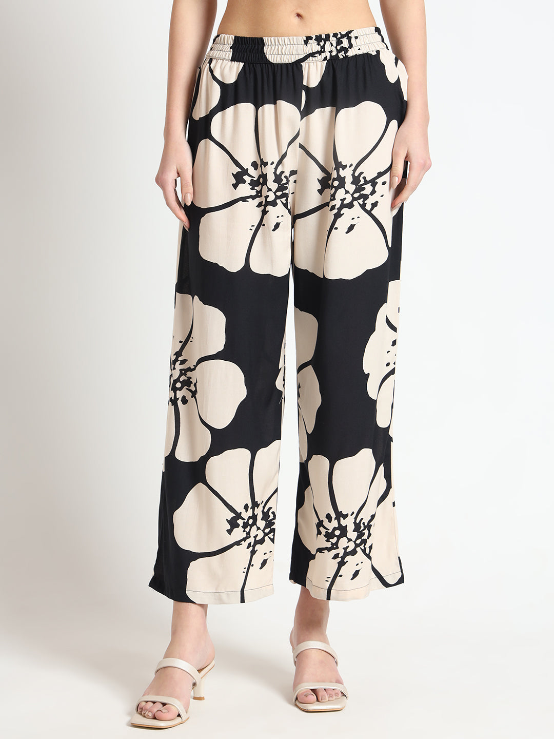 Divena Black Floral Print Rayon Sleeveless Co-ord Set