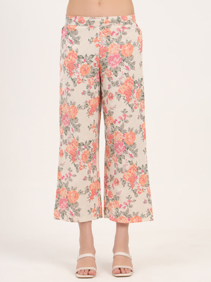 Divena Cream Floral Printed Cotton Kurta Sets