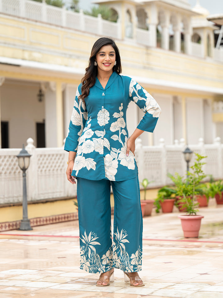 Divena Teal Muslin Co-ords sets