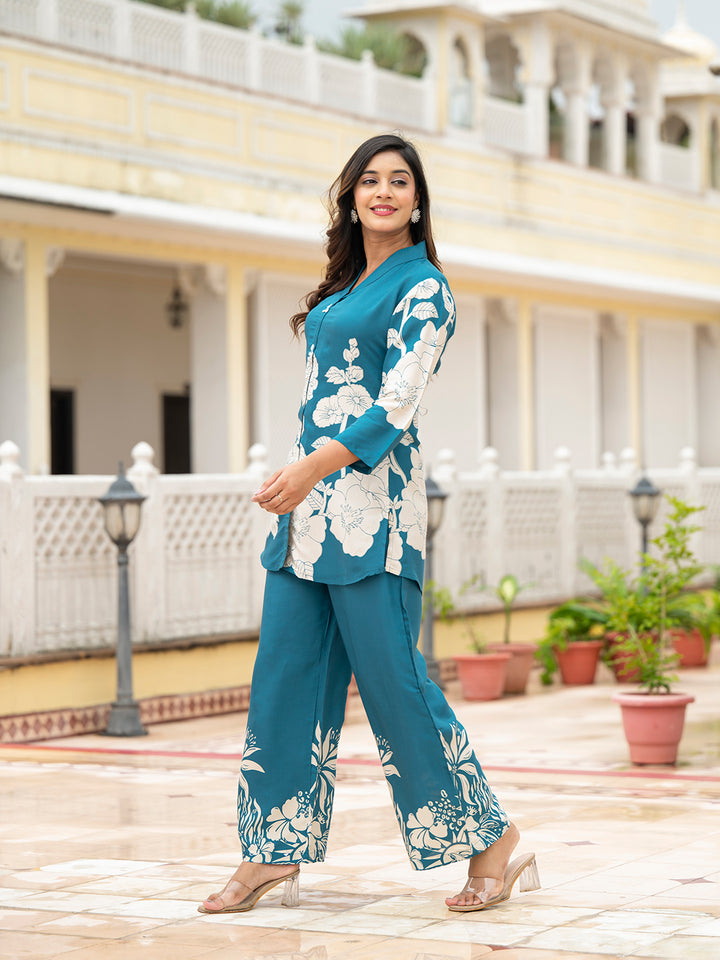 Divena Teal Muslin Co-ords sets