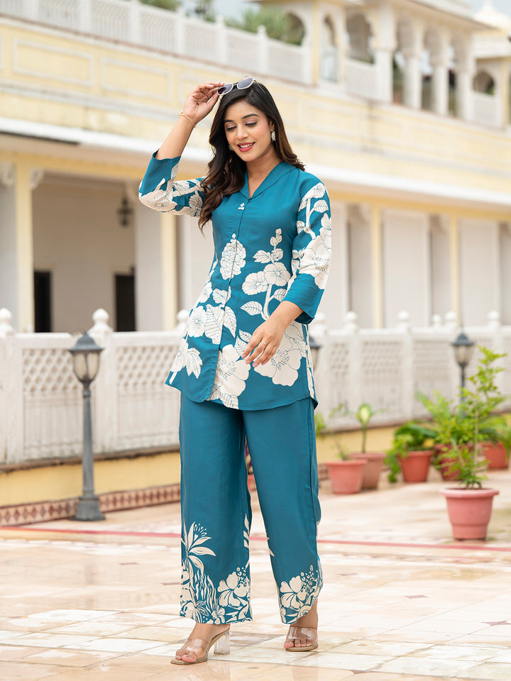Divena Teal Muslin Co-ords sets