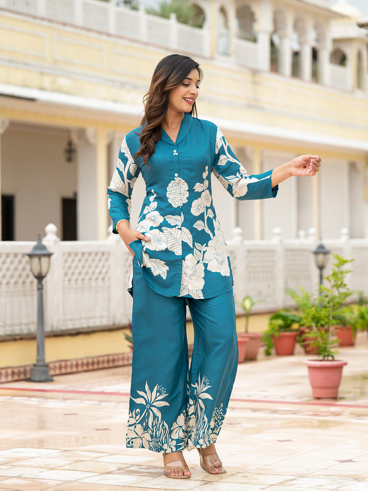 Divena Teal Muslin Co-ords sets