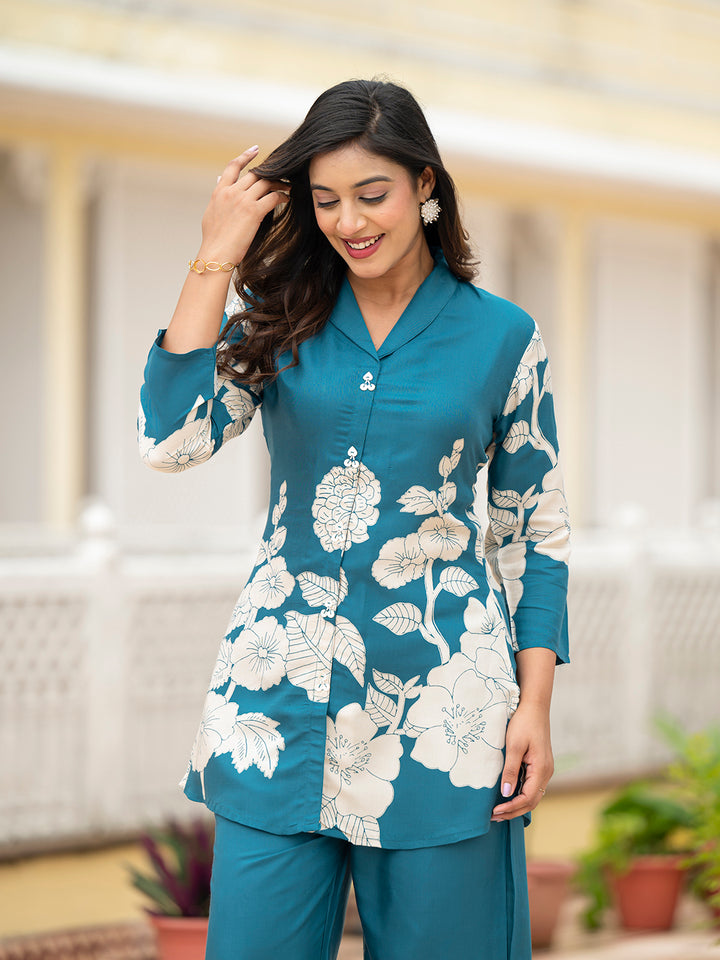 Divena Teal Muslin Co-ords sets