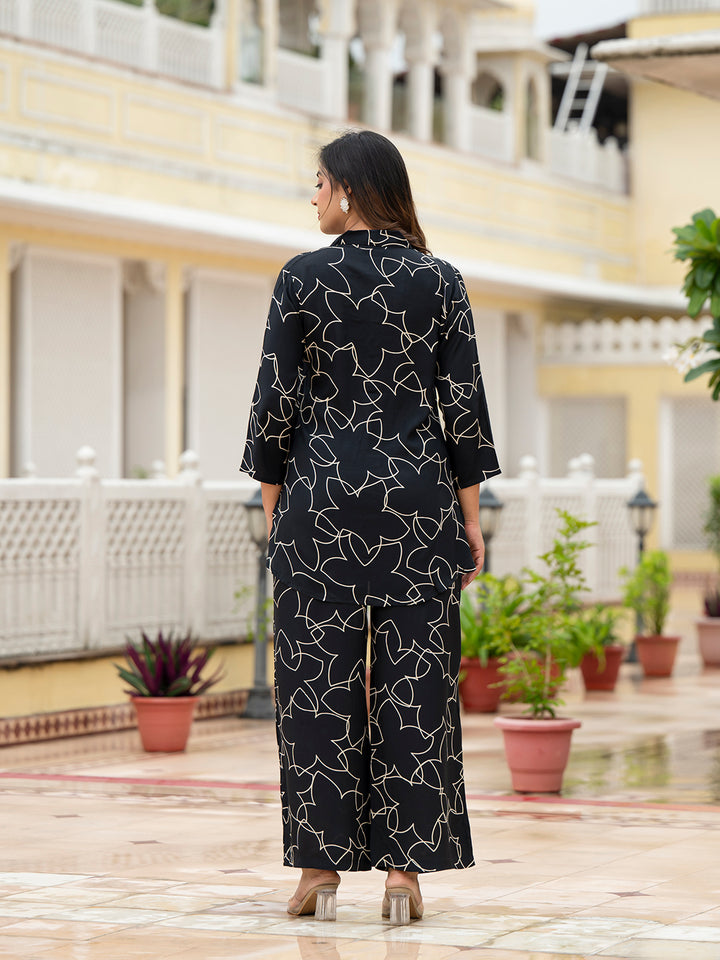 Divena Muslin Black Printed Co-ords Sets