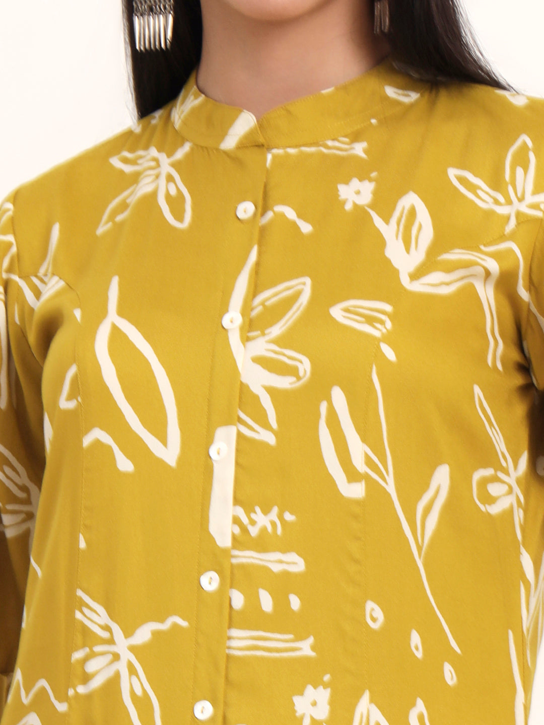 Divena Mustard Abstract Rayon A-Line Kurta