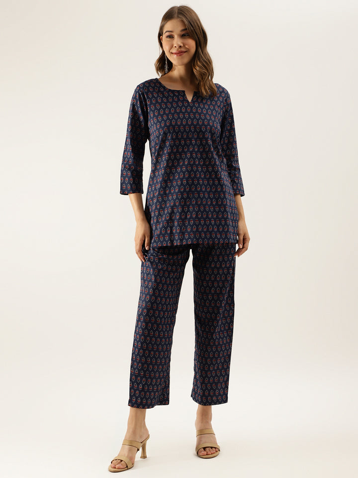Divena Blue Printed Loungewear /Nightwear