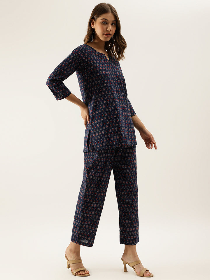Divena Blue Printed Loungewear /Nightwear