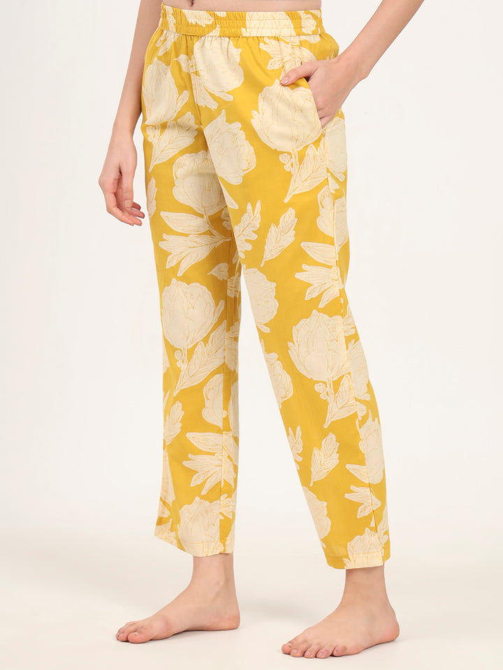 Divena Yellow Round Neck Cotton Night Suit