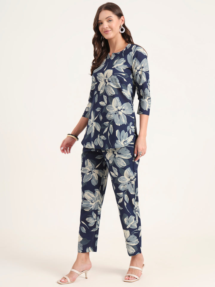 Divena Blue Printed Cotton Night Suit Sets