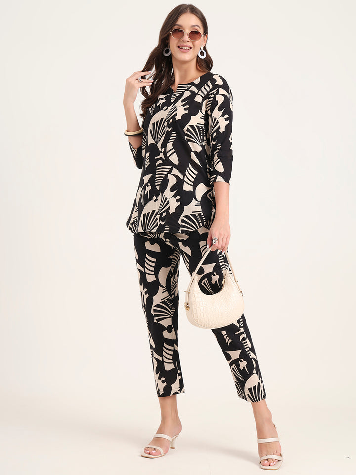 Divena Black Printed Cotton Night Suit Sets