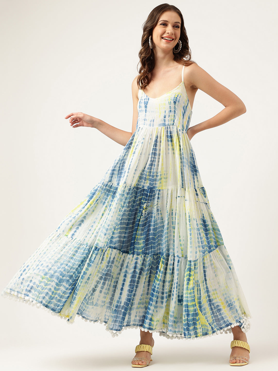 knee length dresses for ladies Peach Pom Pom Manuela Maxi Dress