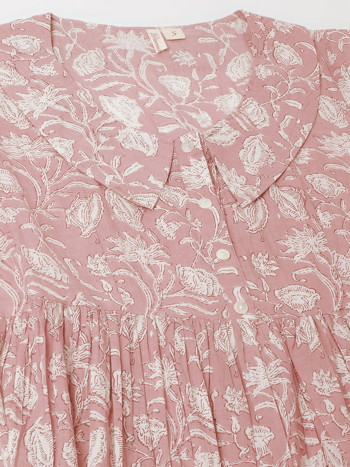 Divena Floral Printed Cotton Ethnic Dress for Women