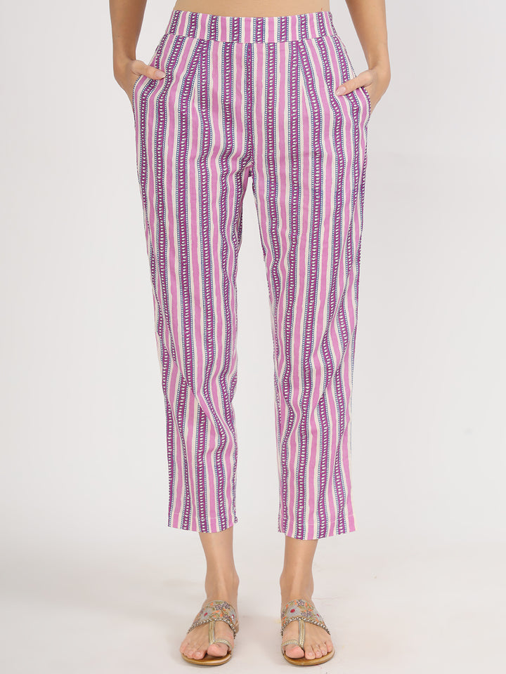 Divena Purple Floral Printed Straight Kurta Pant Set