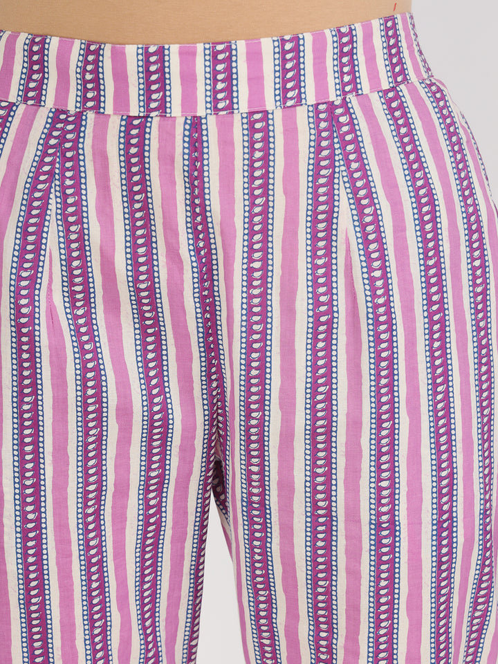 Divena Purple Floral Printed Straight Kurta Pant Set