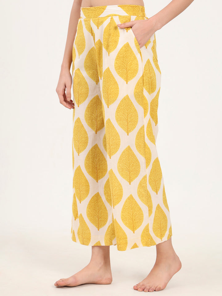 Divena Yellow Printed Cotton Night Suit