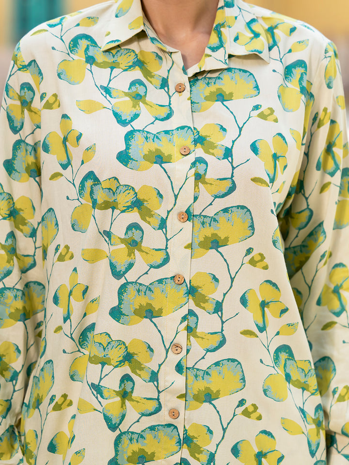 Divena green Floral Printed Rayon Co-ord Set for Women