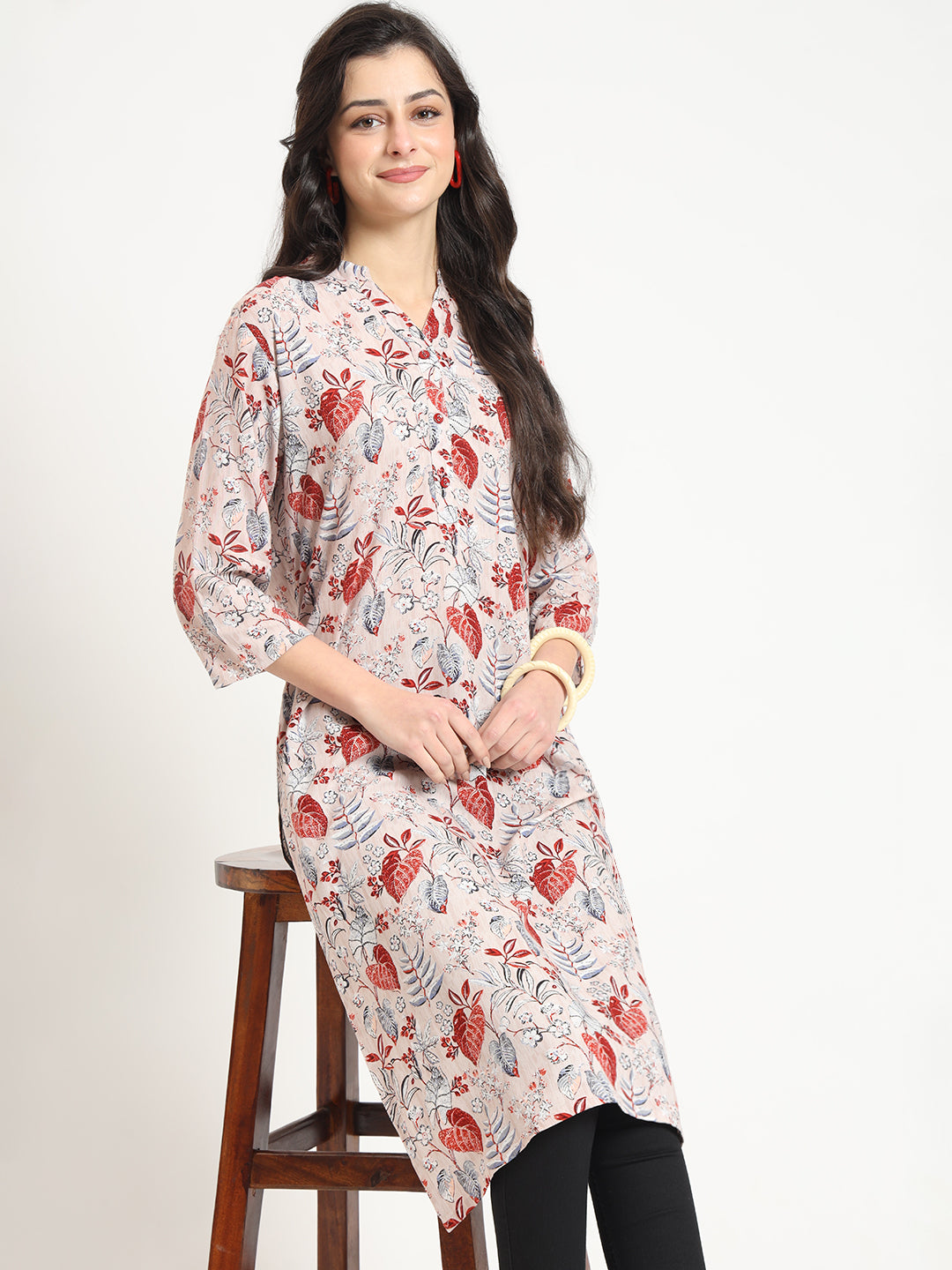 Divena Multicolour Floral Print Rayon Fabric Straight Kurta
