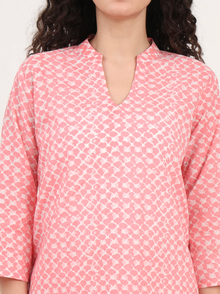 Divena Light Pink Cotton Night Suit Set for women