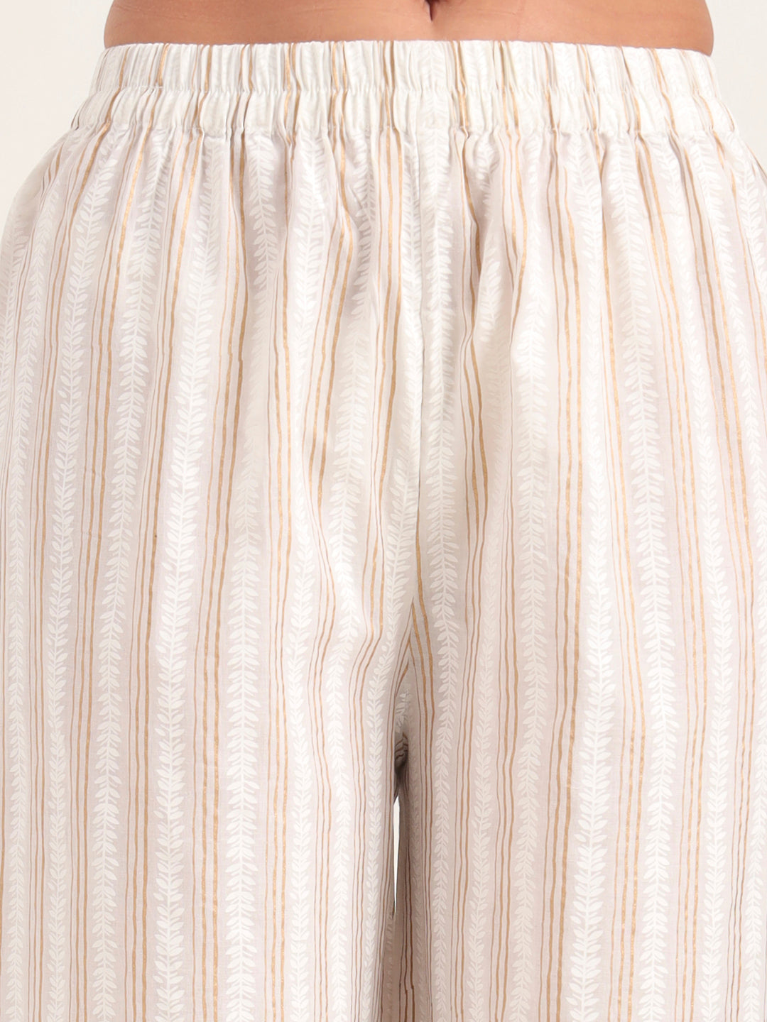 Divena White Floral Printed Cotton Kurta Pant Sets