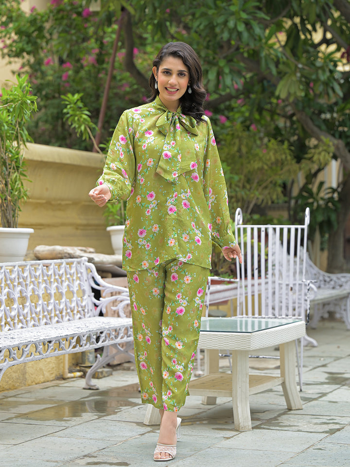 Divena Muslin Green Printed Co-ords Sets