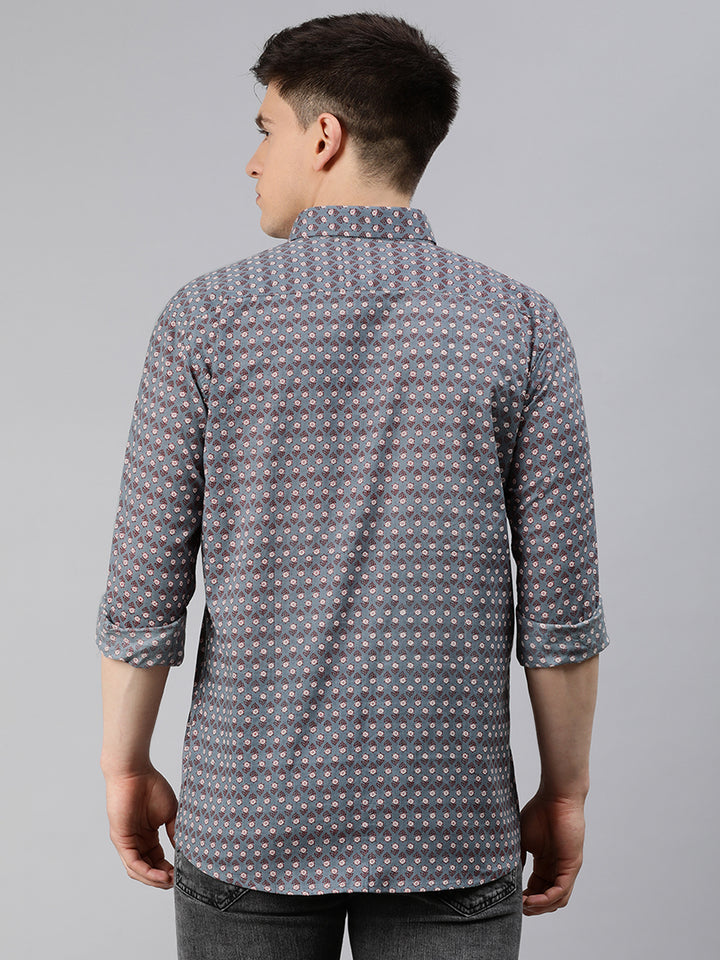 Millennial Men Grey Cotton  Full Sleeve  Shirt for Men-MMF0215