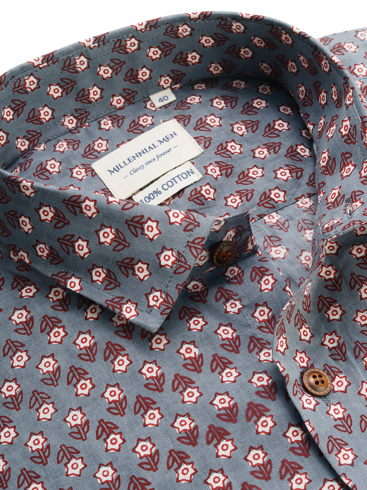 Millennial Men Grey Cotton  Full Sleeve  Shirt for Men-MMF0215