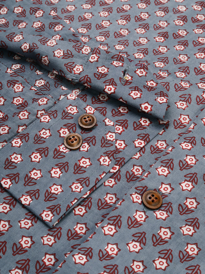 Millennial Men Grey Cotton  Full Sleeve  Shirt for Men-MMF0215