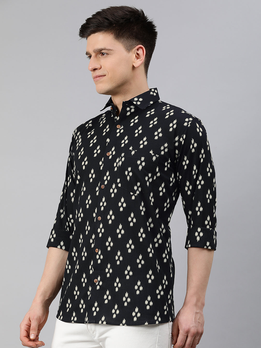 Millennial Men Black & White  Cotton  Full Sleeve  Shirt for Men-MMF0217