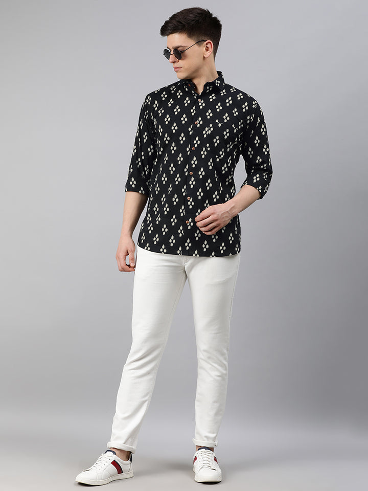Millennial Men Black & White  Cotton  Full Sleeve  Shirt for Men-MMF0217