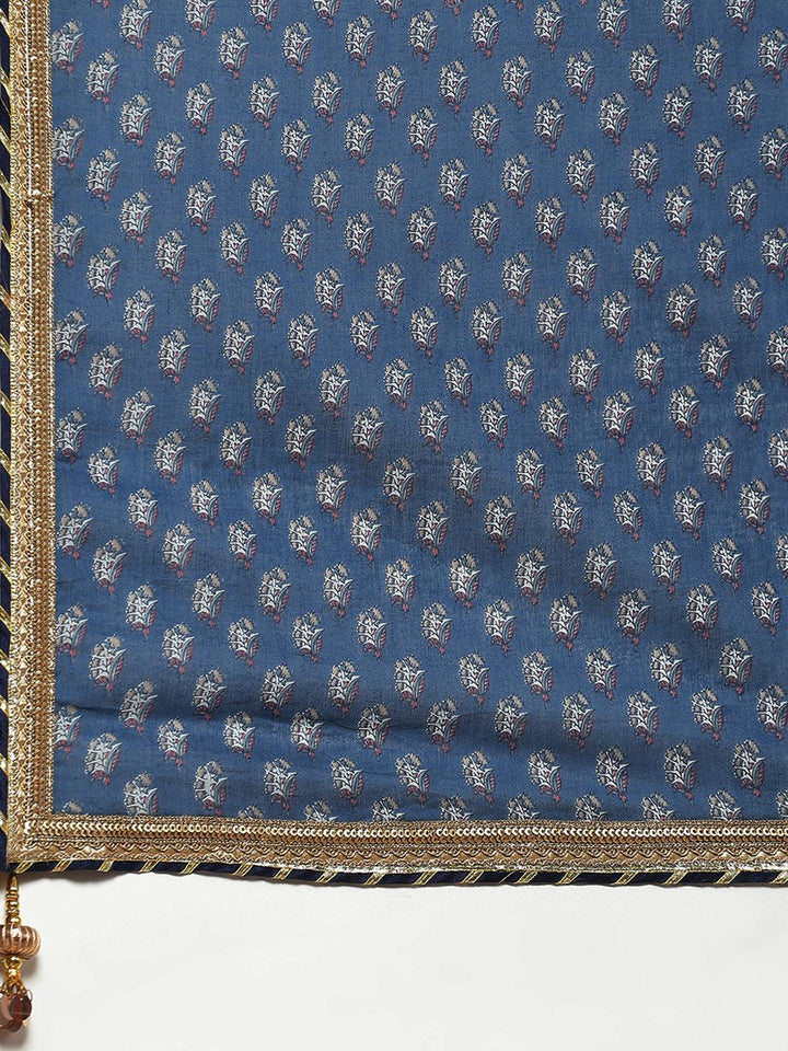 Divena Maroon & Blue Anarkali Kurta Sharara Set with Dupatta - divena world