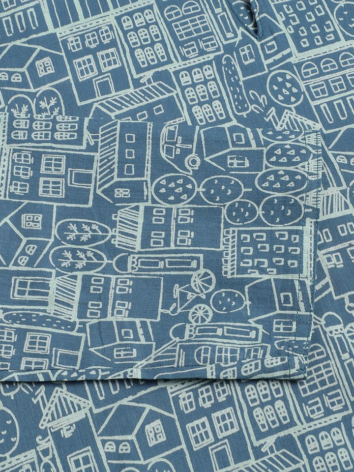 Divena Teal Blue Printed Loungewear/Nightwear - divena world