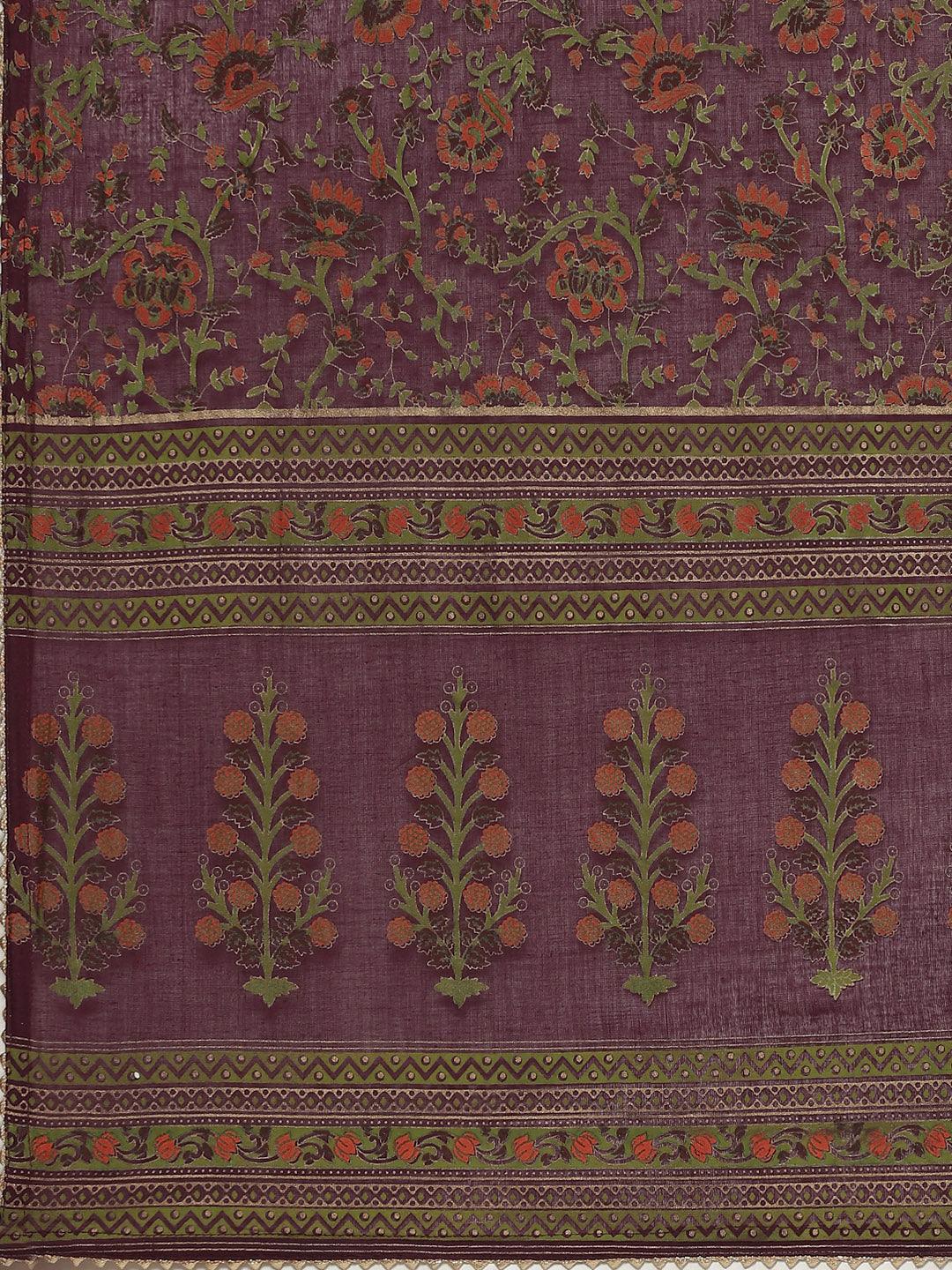 Divena Purple Cotton Straight Kurta Pant Set with Dupatta - divena world