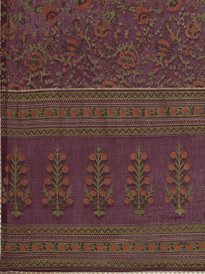 Divena Purple Cotton Straight Kurta Pant Set with Dupatta - divena world