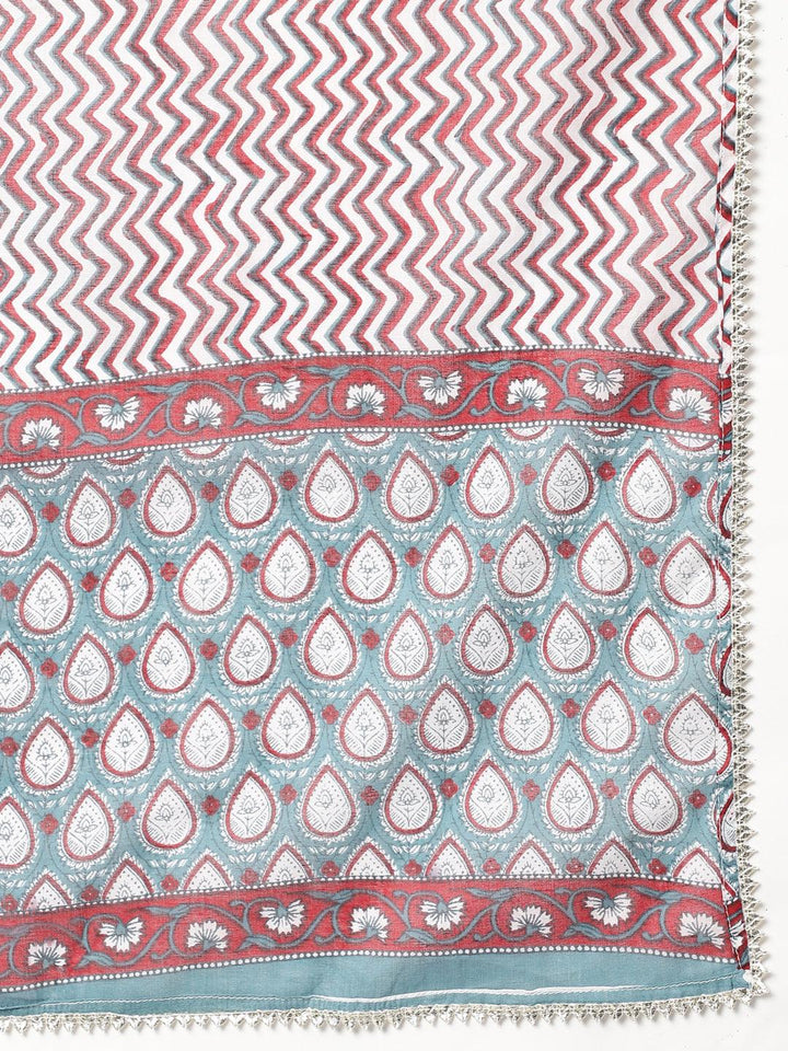 Divena Maroon Cotton Anakali Kurta pant set with Dupatta - divena world