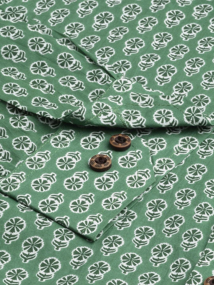 Millennial Men Green & White  Cotton  Full Sleeve  Shirt for Men-MMF0290 - divenaworld.com