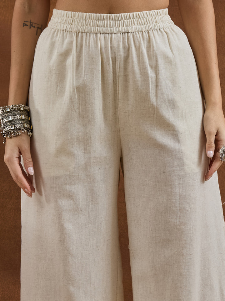 Divena Embroidered Cotton White Straight Fit Co-ords Set