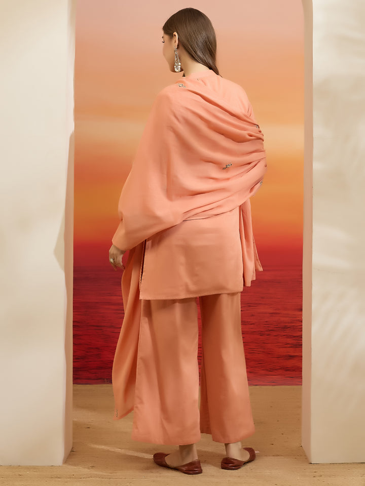 Divena Embroidered Cotton Orange Straight Fit  Kurta Sets