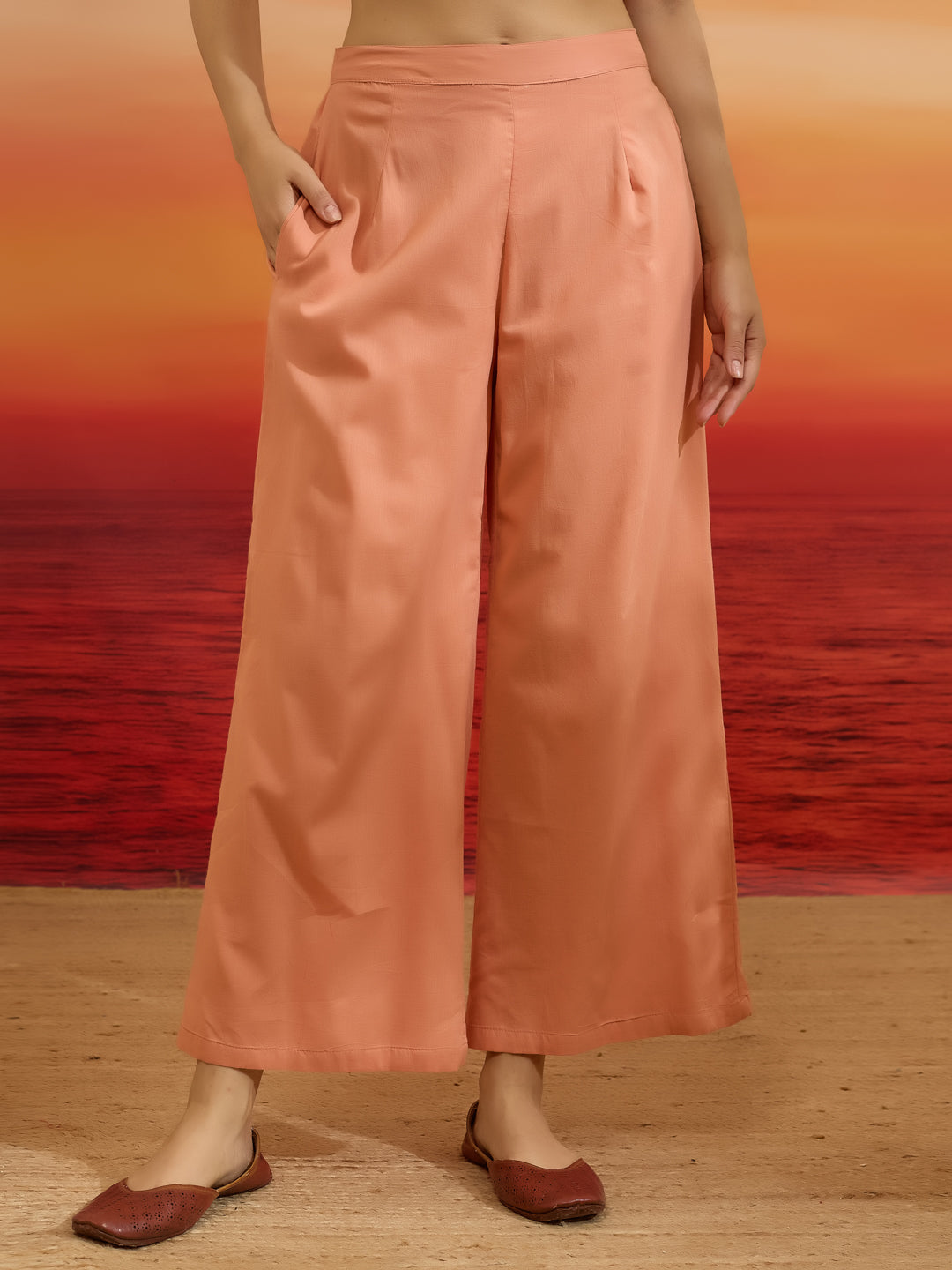 Divena Embroidered Cotton Orange Straight Fit  Kurta Sets