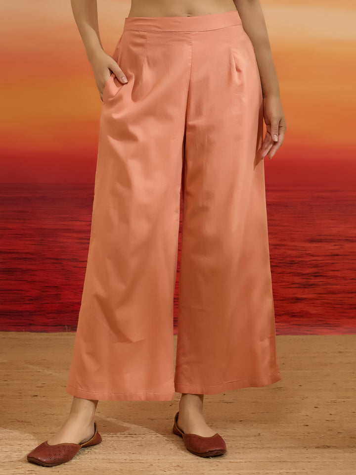 Divena Embroidered Cotton Orange Straight Fit  Kurta Sets