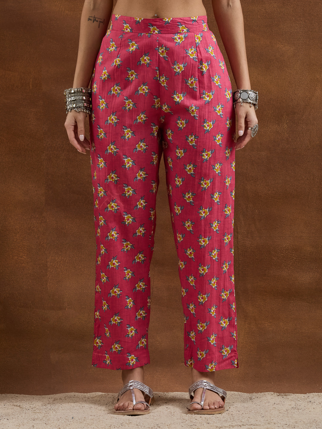 Divena Cotton Floral Printed Pink Kurta Sets