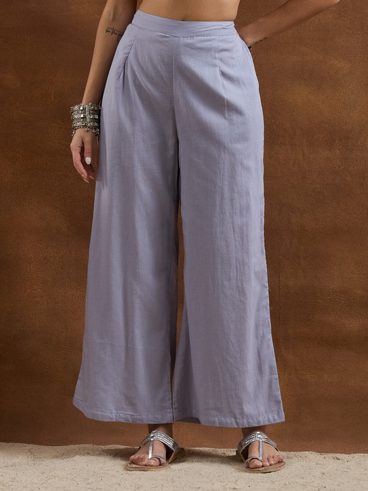 Divena Embroidered Cotton Grey Straight Fit  Kurta Sets