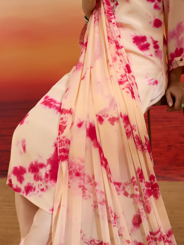 Divena Muslin Tie and dye Printed Pink Kurta Pant Dupatta Sets