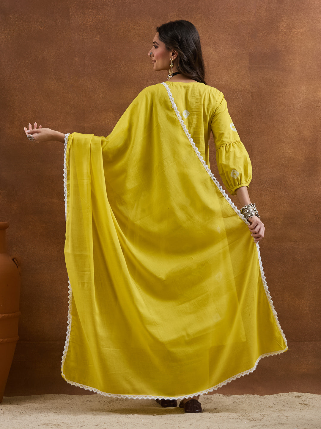 Divena Mustard Yellow Embroidered Anarkali Kurta Set