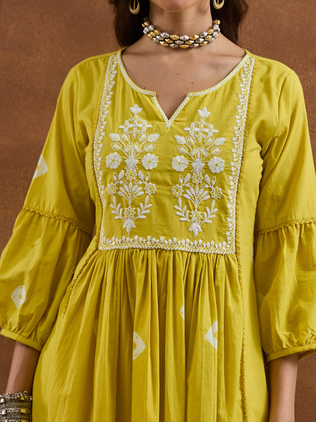 Divena Mustard Yellow Embroidered Anarkali Kurta Set