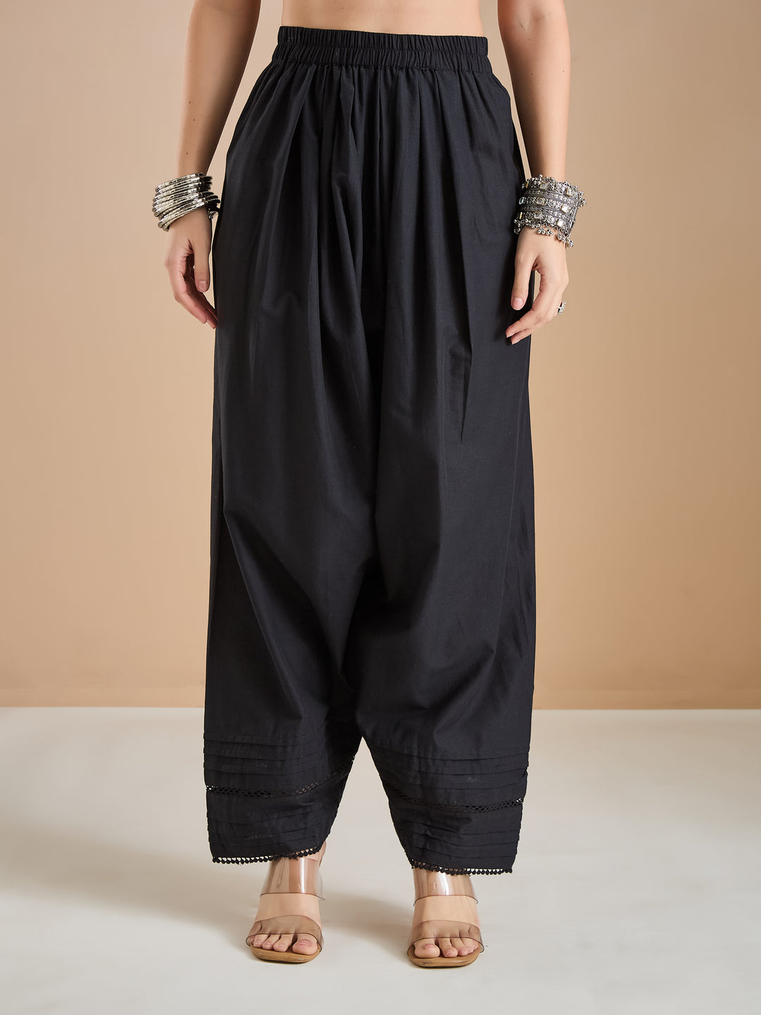 Divena Pure Cotton Straight Fit Black Kurti with Farshi Salwar