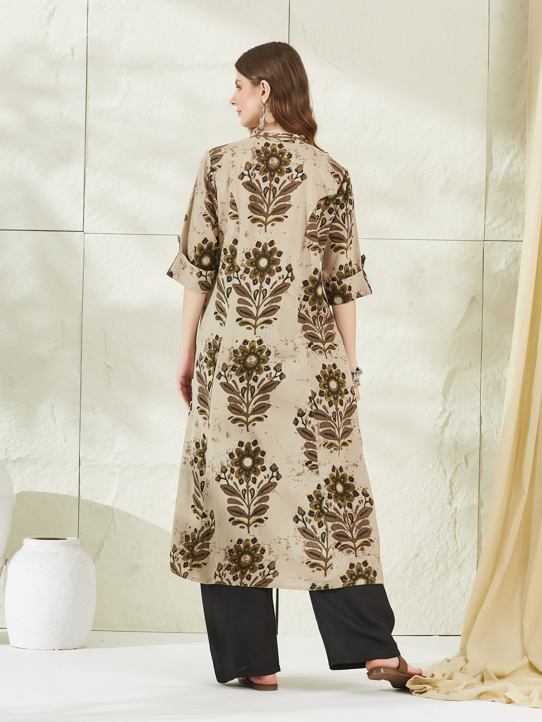 Divena Cream Rayon A-Line Kurta